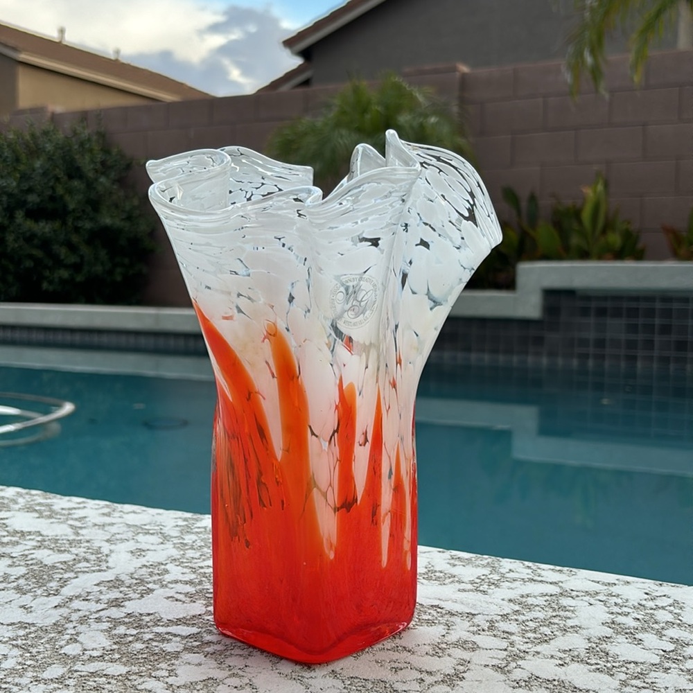 Margie’s Garden blown glass vase